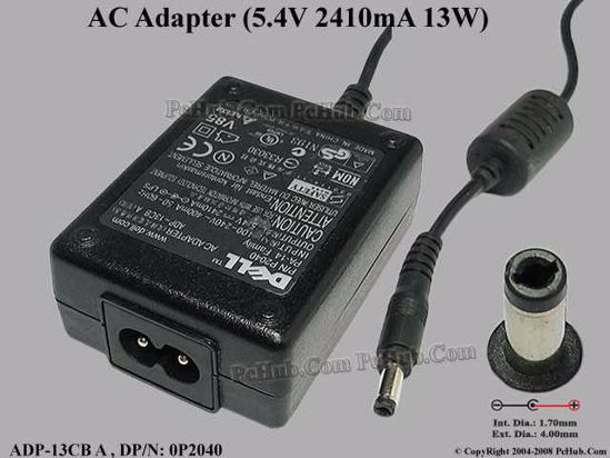 Dell Common Item (Dell) AC Adapter 5V-12V 5.4V 2.41A, 4.0/1.7mm, 2-Prong