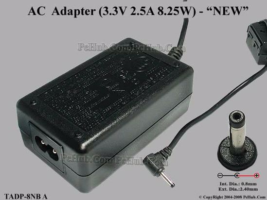 HP Common Item (HP) AC Adapter 5V-12V 3.3V 2.5A 8W, Barrel 2.5/0.7mm, 2-Prong, New