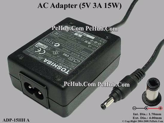 Toshiba Common Item (Toshiba) AC Adapter 5V-12V 5V 3A, 4.0/1.7mm, 2-Prong