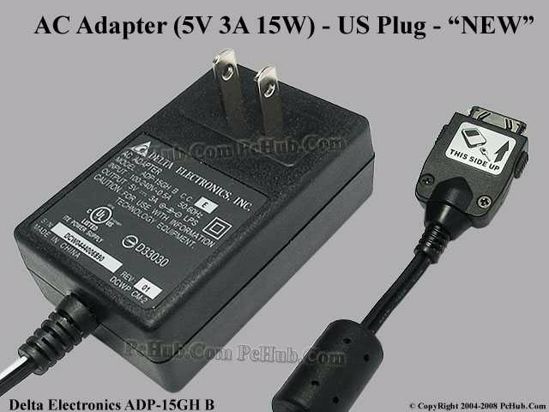 Delta Electronics ADP-15GH B AC Adapter 5V-12V 5V 3A 15W, Flat Tip, US 2-Pin Plug, New