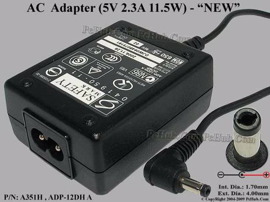 Epson A351H AC Adapter 5V-12V 5V 2.3A 1.7/4.0mm, 2-Prong