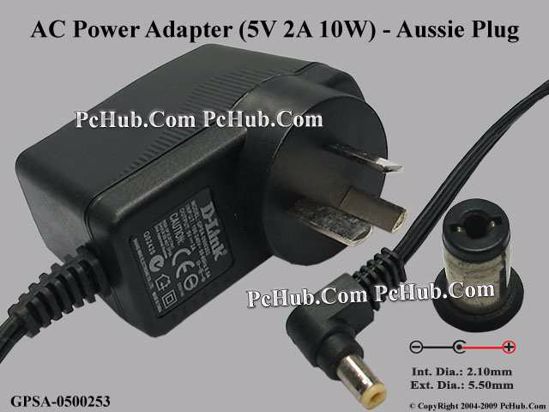 D-Link GPSA-0500253 AC Adapter 5V-12V 5V 2A 10W, 2.1/5.5mm, AU Pluge- 3P