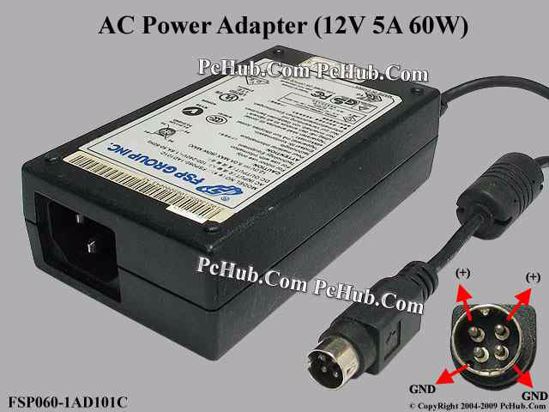 FSP Group Inc FSP060-1AD101C AC Adapter 5V-12V 12V 5A, 4-Pin P1 4=V