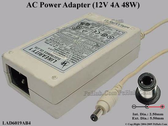 Linearity LAD6019AB4 AC Adapter 5V-12V 12V 4A, 5.5/2.5mm, C14, White