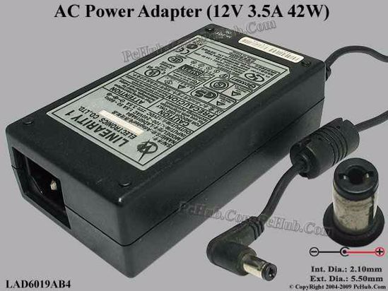 Linearity LAD6019AB4 AC Adapter 5V-12V 12V 3.5A, 5.5/2.1mm, C14