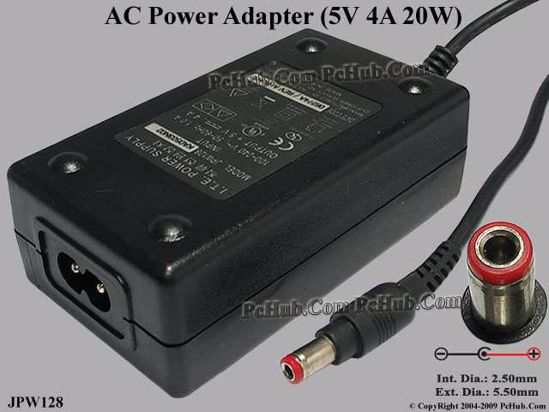 AULT JPW128 AC Adapter 5V-12V 5V 4A, 5.5/2.5mm, 2-Prong