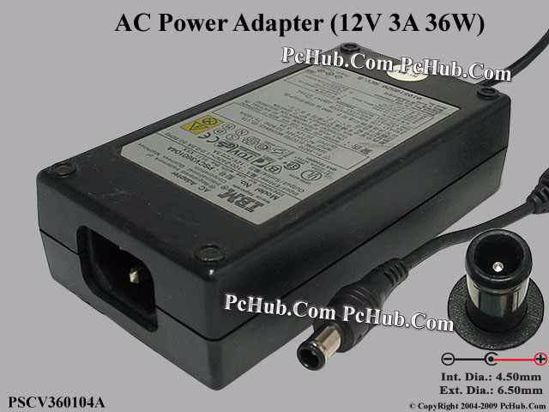 IBM Common Item (IBM) AC Adapter 5V-12V 12V 3A, 6.5/4.5mm With Pin, C14