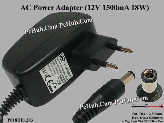 PI P018HE1203 AC Adapter 5V-12V 12V 1500mA, Tip C