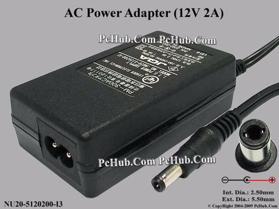 LEI / Leader NU20-5120200-I3 AC Adapter 5V-12V 12V 2A, 2.5/5.5mm, 2-Prong