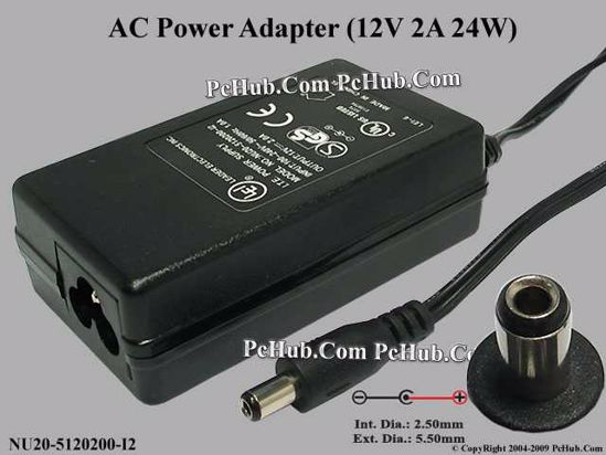 LEI / Leader NU20-5120200-I2 AC Adapter 5V-12V 12V 2A, 2.5/5.5mm, 3-Prong