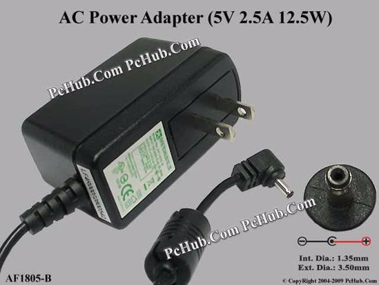 Other Brands Jentec Technology AC Adapter 5V-12V AF1805-B, 5V 2.5A, 2 Flat-pin Plug