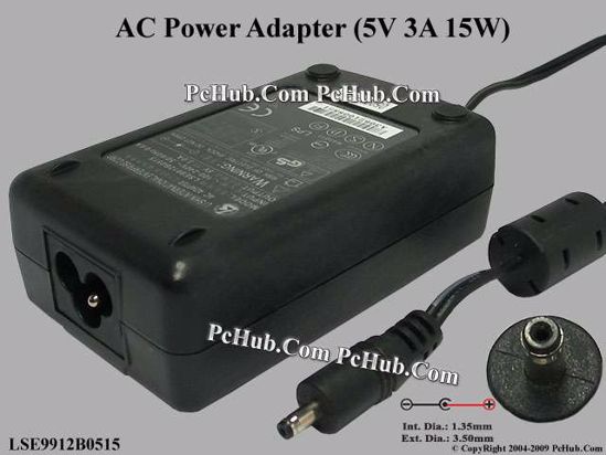 Li Shin LSE9912B0515 AC Adapter 5V-12V 5V 3A, 3.8/1.3mm, 3-Prong