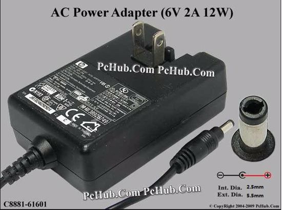 HP Common Item (HP) AC Adapter 5V-12V ADP-12PB, 6V 2A, 5.5/2.5mm, 2-pin US Plug