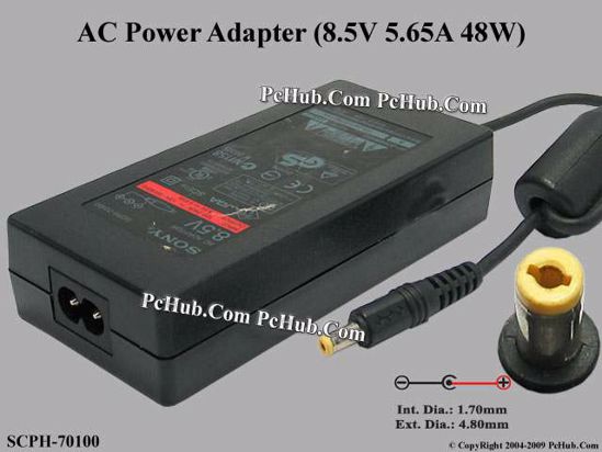 Sony Common Item (Sony) AC Adapter 5V-12V SCPH-70100, 8.5V 5.65A, (1.7/4.8), (2-prong)