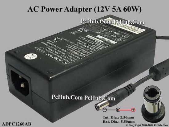 Other Brands TPV Electronics AC Adapter 5V-12V 12V 5A, 5.5/2.5mm, C14