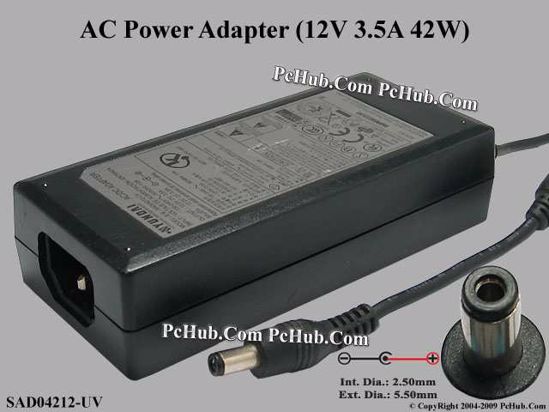 Hyundai SAD04212-UV AC Adapter 5V-12V 12V 3.5A, 5.5/2.5mm, C14