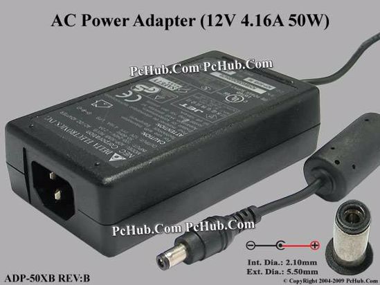 Delta Electronics ADP-50XB REV:B AC Adapter 5V-12V 12V 4.16A, 2.1/5.5mm, C14