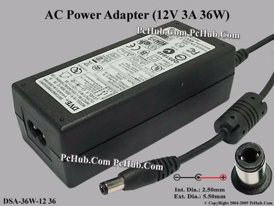 DVE DSA-36W-12 AC Adapter 5V-12V 12V 3A, 5.5/2.5mm, 2-Prong