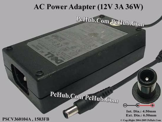 Dell Common Item (Dell) AC Adapter 5V-12V 12V 3A, 6.5/4.5mm With Pin, C14