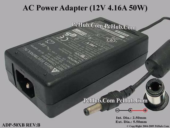 Delta Electronics ADP-50XB REV:B AC Adapter 5V-12V 12V 4.16A, 2.5/5.5mm, C14