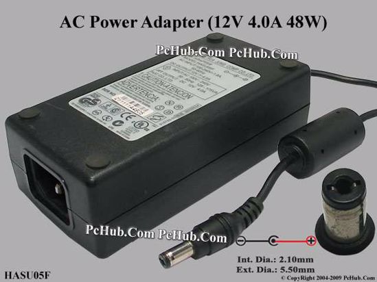 HJC HASU05F AC Adapter 5V-12V 12V 4A, Barrel 5.5/2.1mm, IEC C14