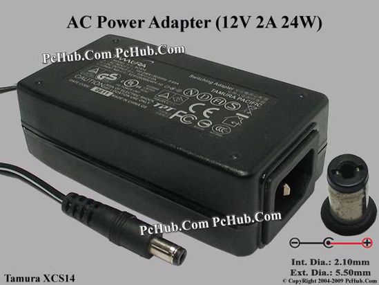 Tamura XCS14 AC Adapter 5V-12V 12V 2A, 2.1/5.5mm,C14