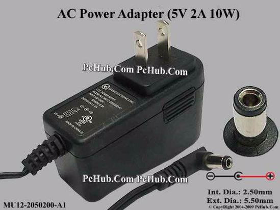 LEI / Leader MU12-2050200-A1 AC Adapter 5V-12V 5V 2A, 5.5/2.5mm, US 2-Pin Plug