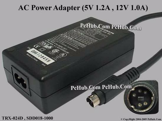 Other Brands MicroSolutions AC Adapter 5V-12V 12V 1A, 5V 1.2A, 5-Pin DIN , 2-Prong