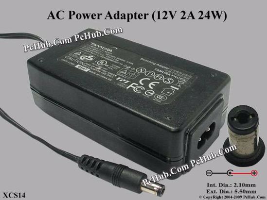 Tamura XCS14 AC Adapter 5V-12V 12V 2A, 2.1/5.5mm, 2-Prong