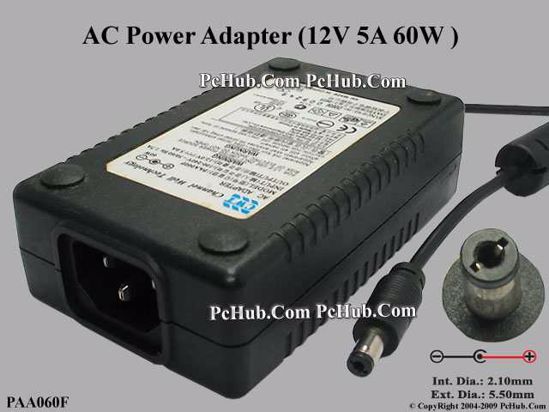 Other Brands CWT AC Adapter 5V-12V 12V 5A, 5.5/2.1mm, C14