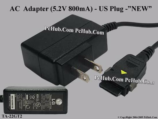 LG Common Item (LG) AC Adapter 5V-12V TA-22GT2, 5.2V 800mA, 2-pin US Plug,