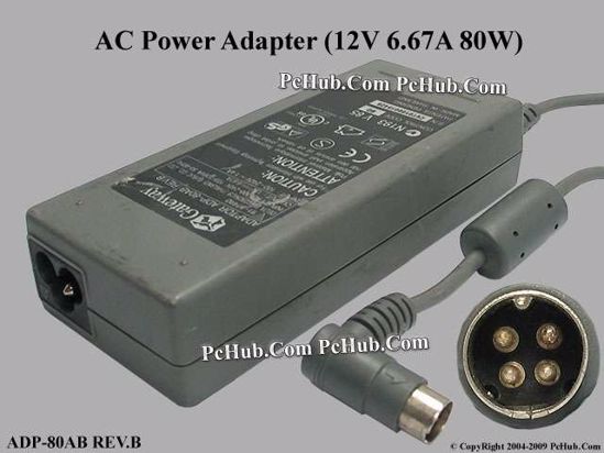 Gateway Common Item (Gateway) AC Adapter 5V-12V 12V 6.67A, 4-Pin P1 4=V