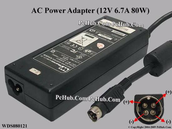 Wearnes WDS080121 AC Adapter 5V-12V 12V 6.7A, 4-Pin P1 4=V