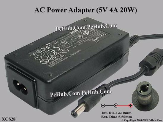 Tamura XCS28 AC Adapter 5V-12V 5V 4A, 5.5/2.1mm, 2-Prong