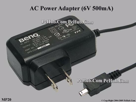 BenQ Common Item (BenQ) AC Adapter 5V-12V MP20, 6V 500mA, 2-pin US Plug