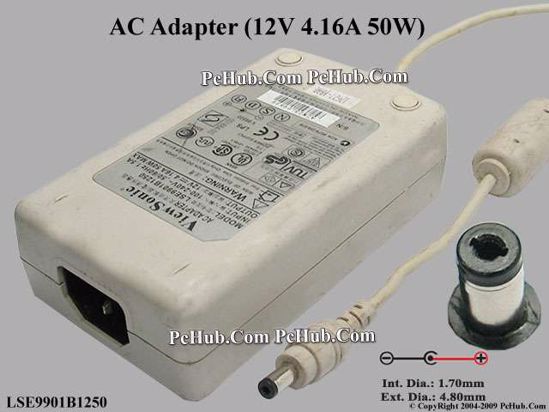 ViewSonic Common Item (ViewSonic) AC Adapter 5V-12V 12V 4.16A, 1.7/4.8mm, C14, White