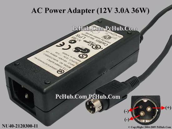 LEI / Leader NU40-2120300-I1 AC Adapter 5V-12V 12V 3A, 3P P1=12V, C14