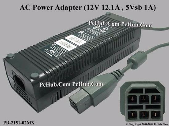 Microsoft PB-2151-02MX AC Adapter 5V-12V 12V 12.1A , 5Vsb 1A, 6-Hole, IEC C14, New