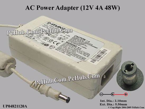 Potrans UP04821120A AC Adapter 5V-12V 12V 4A, 5.5/2.1mm, C14, White