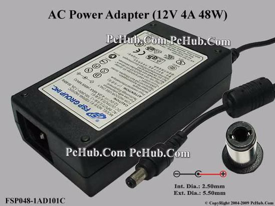 FSP Group Inc FSP048-1AD101C AC Adapter 5V-12V 12V 4A, 5.5/2.5mm, C14