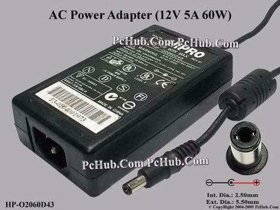 HIPRO HP-O2036D43 AC Adapter 5V-12V 12V 3A, 5.5/2.5mm, C14