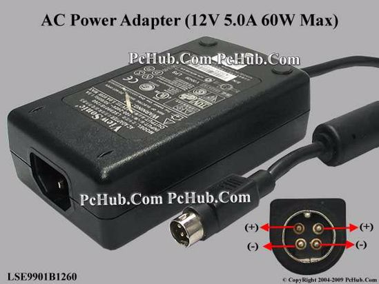 ViewSonic Common Item (ViewSonic) AC Adapter 5V-12V 12V 5A, 4-Pin DIN, C14