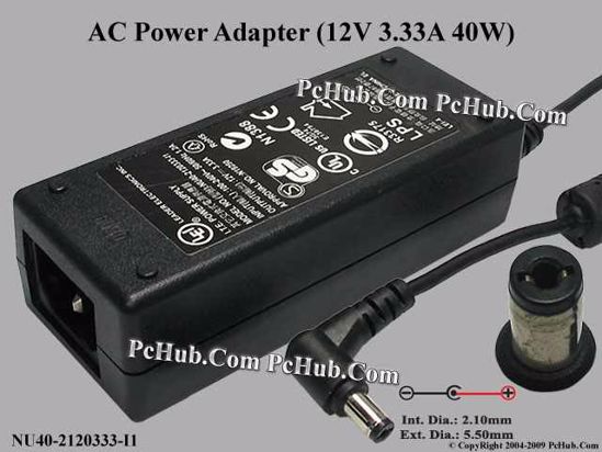 LEI / Leader NU40-2120333-I1 AC Adapter 5V-12V 12V 3.33A, 5.5/2.1mm, C14