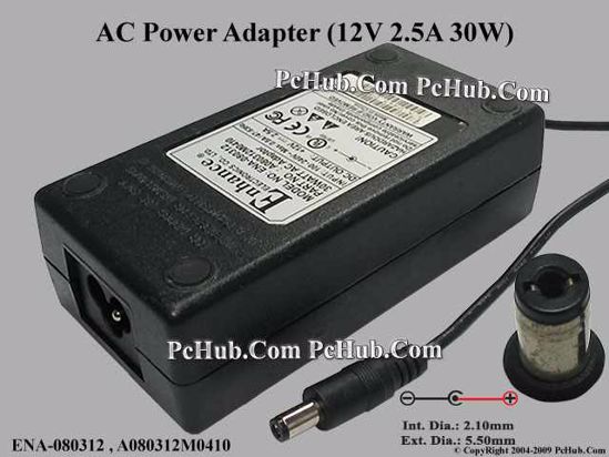 Other Brands Enhance Electronics AC Adapter 5V-12V 12V 2.5A, 5.5/2.1mm, 3-Prong