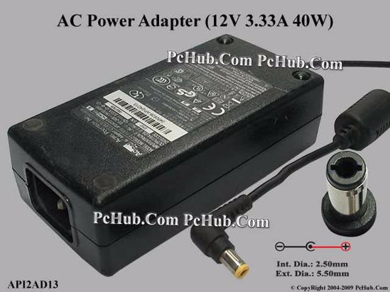 Acbel Polytech API2AD13 AC Adapter 5V-12V 12V 3.33A, 5.5/2.1mm, C14