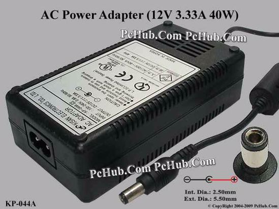 Other Brands Kisan Electronics AC Adapter 5V-12V 12V 3.33A, 5.5/2.5mm, 2-Prong