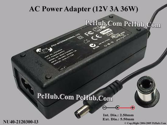 Other Brands ACP International AC Adapter 5V-12V 12V 3A, 5.5/2.5mm, 2-Prong