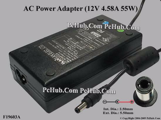 ILAN F19603A AC Adapter 5V-12V 12V 4.58A, Tip-C, 3-prong