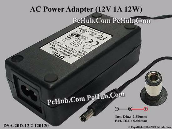 DVE DSA-20D-12 AC Adapter 5V-12V 12V 1A, 5.5/2.5mm, 2-Prong