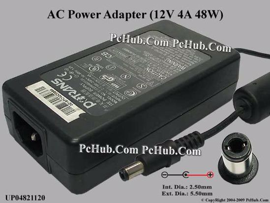 Potrans UP04821120 AC Adapter 5V-12V 12V 4A, 5.5/2.5mm, C14